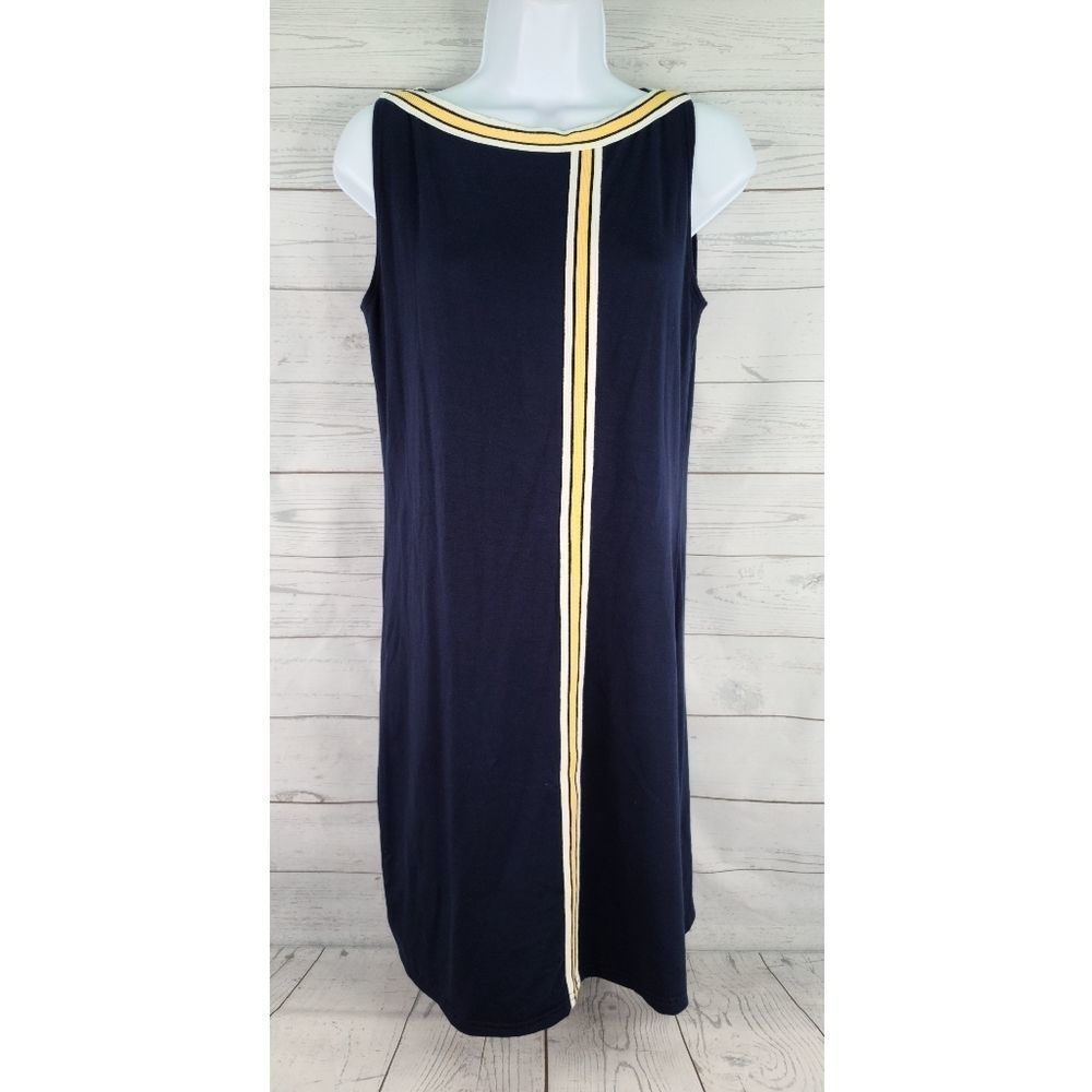Trouble At The Mill Shift Dress Blue Yellow